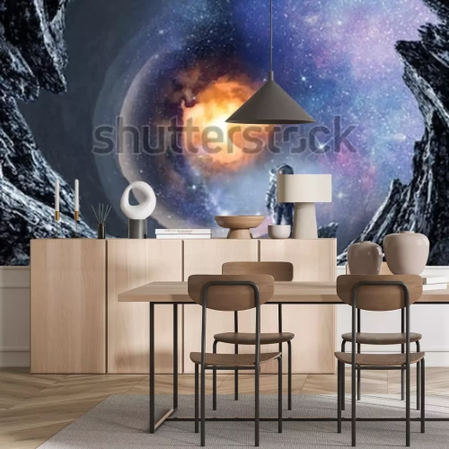 Fototapete Kosmonaut beobachtet Weltraum