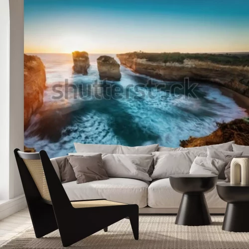 Fototapete Landschaft natur mit Ozean und Gebirge