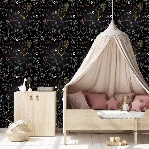 Tapete Schultafel mit farbigen Buchstaben