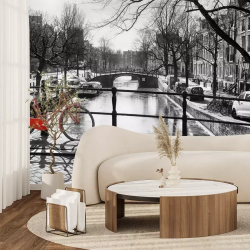 Fototapete Amsterdam schwarz weiß