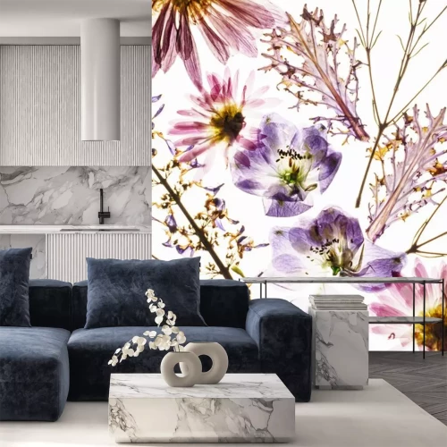 Sticker Trockene Feldblumen auf weißem Hintergrund