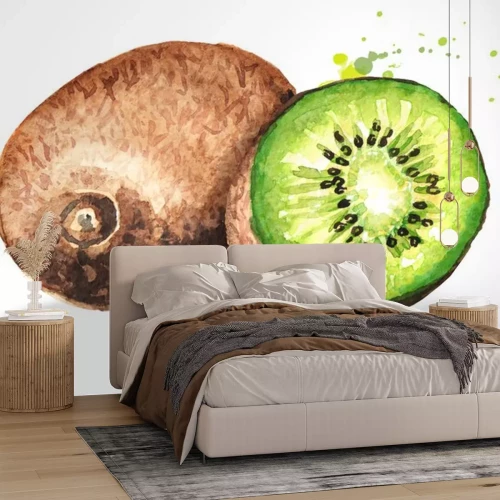 Sticker Kiwi ganz und halbiert