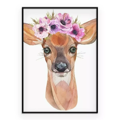 Poster Ein Reh mit lila Blüten