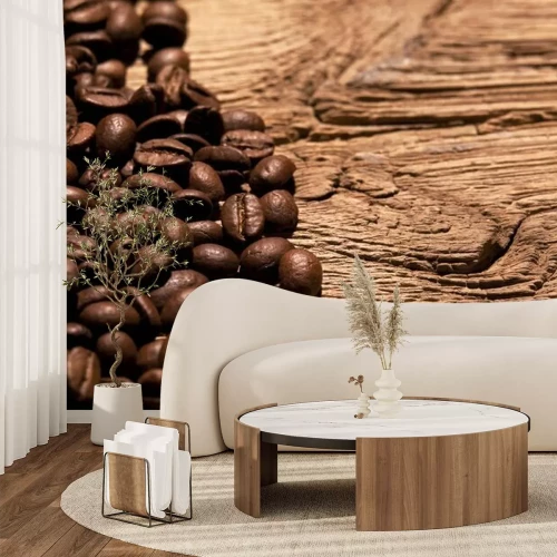 Fototapete Kaffee auf Brettern