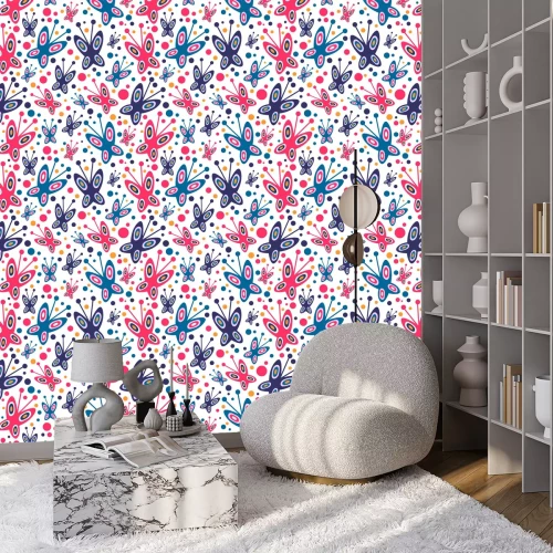 Tapete Dreifarbige Schmetterlinge