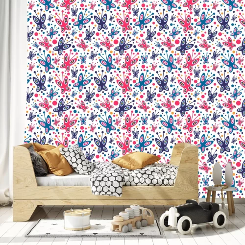 Tapete Dreifarbige Schmetterlinge