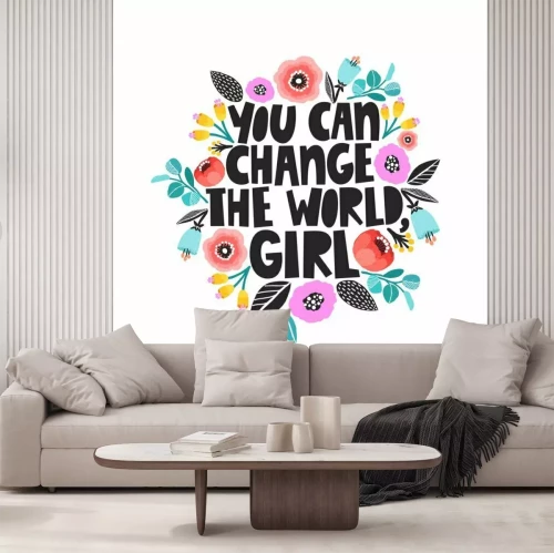 Sticker Motivierender Slogan mit floraler Grafik