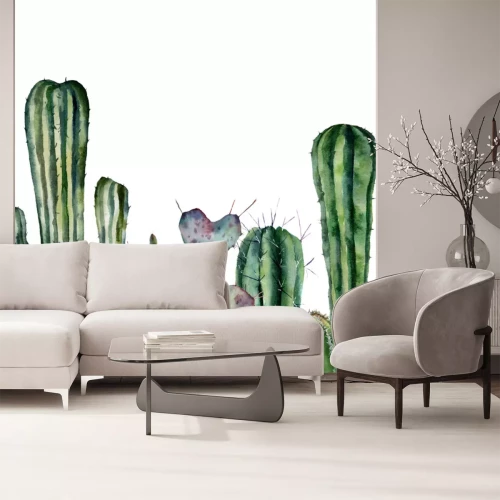 Sticker Aquarell Kakteen auf weißem Hintergrund