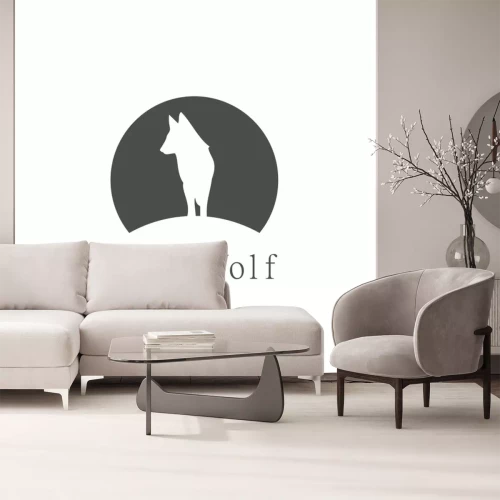 Sticker Silhouette eines Wolfs vor dem Hintergrund des Sonnenuntergangs Grafik