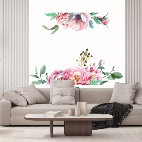 Fototapete Aquarellblumen bilden einen Rahmen