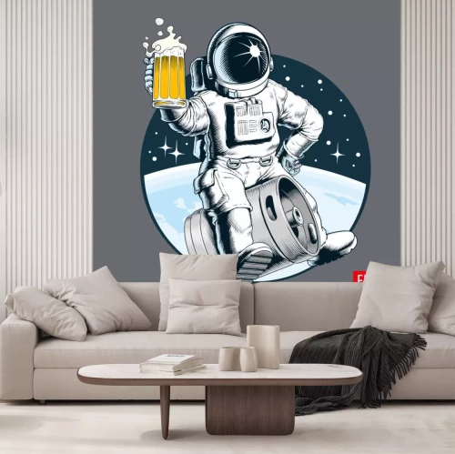 Sticker Astronaut Fass Bier und Krug