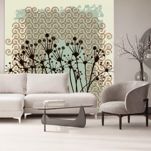 Sticker Vintage Blumen auf einer abstrakten Illustration