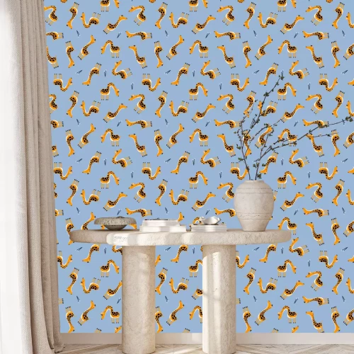 Tapete Niedliche Cartoon-Giraffen für Kinder