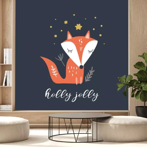 Sticker Rotfuchs mit einem Herz auf dem Kopf und Sterne