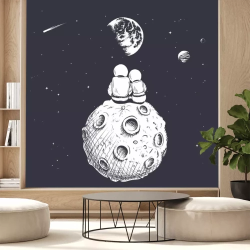 Sticker Verliebte Astronauten blicken ins All