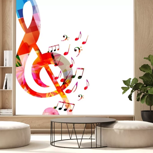 Sticker Bunte Noten und Violinschlüssel Grafik