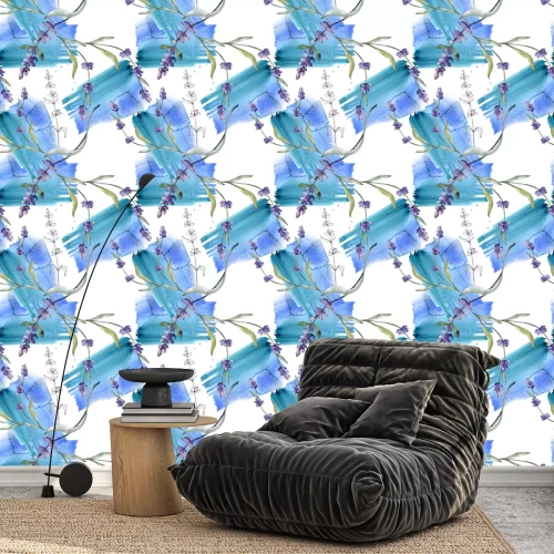 Tapete Muster mit Aquarell-Lavendelblüten