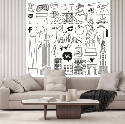 Sticker New York. Hand drawn vector set