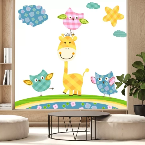 Sticker niedlichen Eulen & Giraffe