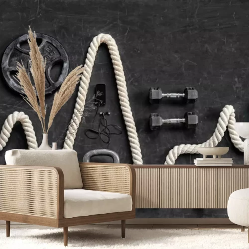 Fototapete Sportausrüstung für das Training im Fitnessstudio