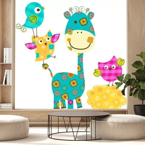 Sticker glückliche Vögel & Giraffe