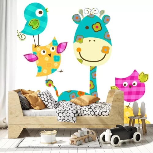Sticker glückliche Vögel & Giraffe