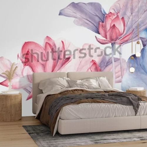 Sticker Große Lotosblumen auf dem Wasser