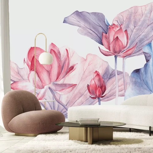 Sticker Große Lotosblumen auf dem Wasser