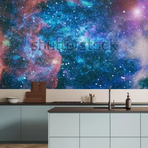 Sticker Weltraum in rosa-blauer Pastell-Farbgebung