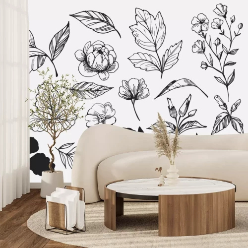 Sticker Leaves set. Hand drawn decorative elements. Vector illustration