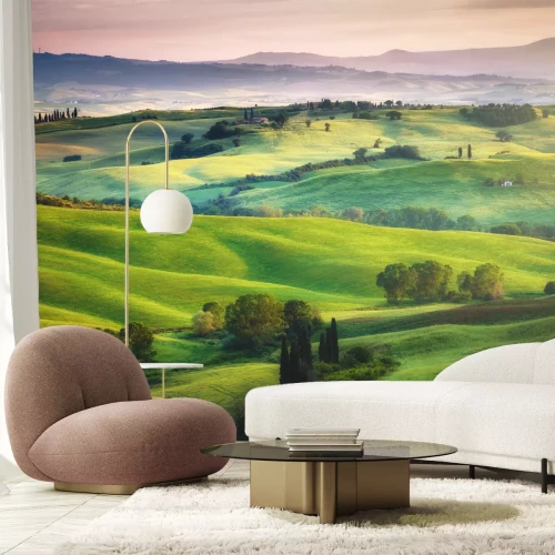 Fototapete Landschaft von grünen Feldern