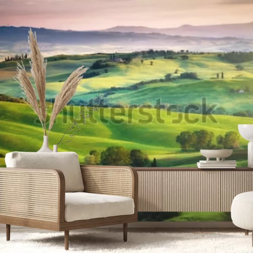 Fototapete Landschaft von grünen Feldern