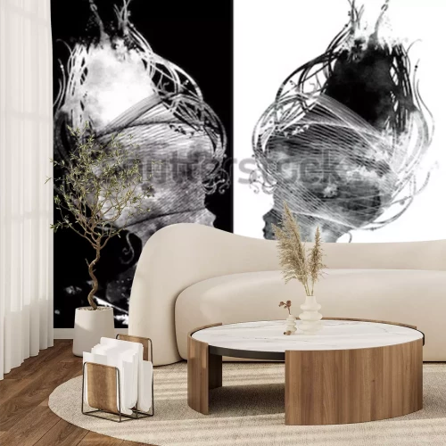 Fototapete Symmetrische Porträts in Schwarz-Weiß