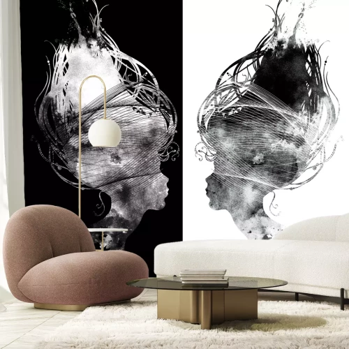 Fototapete Symmetrische Porträts in Schwarz-Weiß