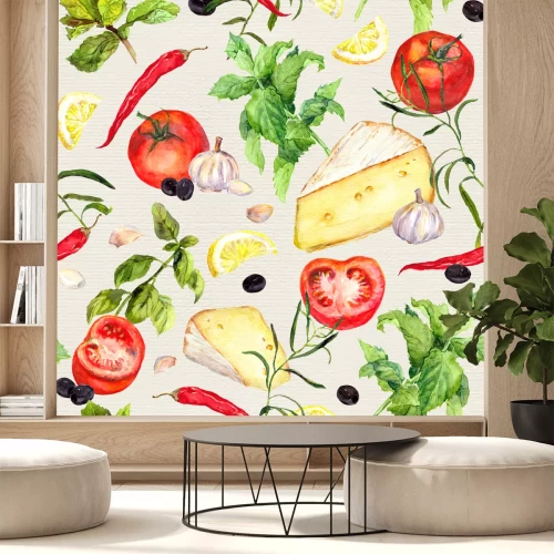 Fototapete Gemüse und Käse