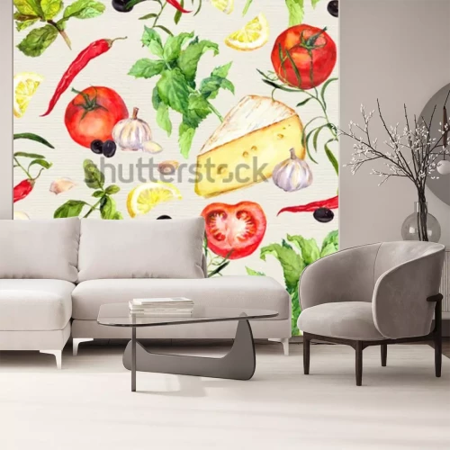 Fototapete Gemüse und Käse