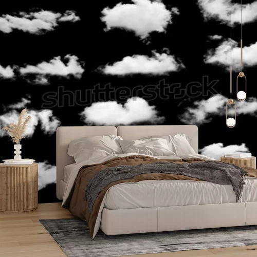 Fototapete Zusammensetzung von Wolken vor schwarzem Hintergrund