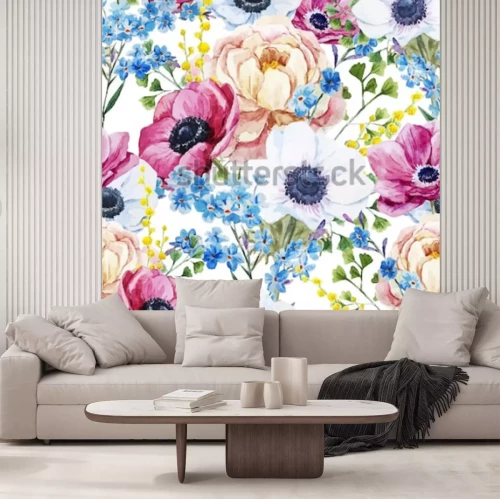 Sticker Blumen auf einem Feld Komposition