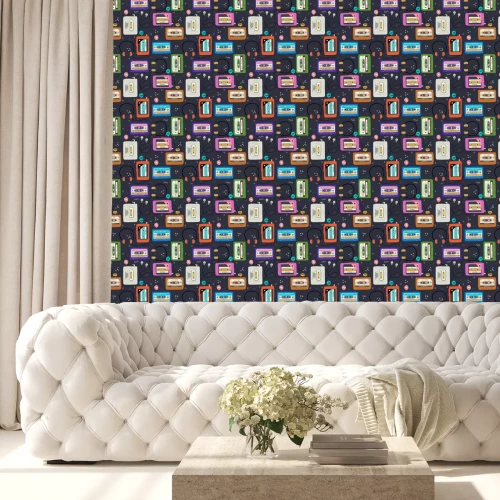 Tapete Kassetten und nahtloses Muster alter Player