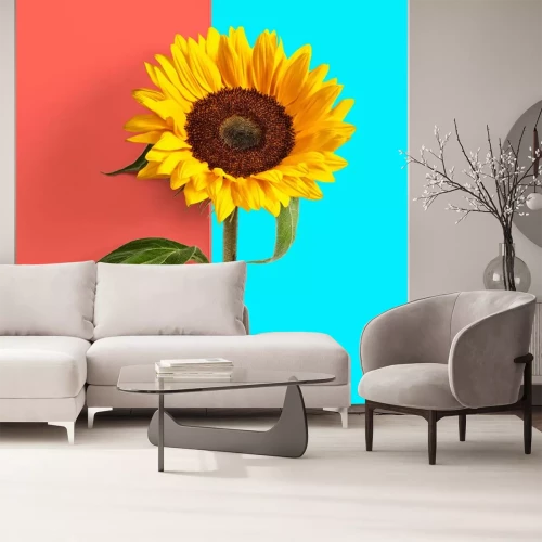 Sticker Sonnenblume auf zweifarbigem Hintergrund