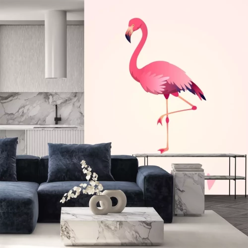 Sticker Niedlicher Flamingo auf einem cremefarbenen Hintergrund