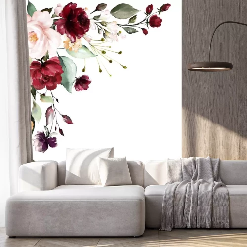 Sticker Aquarell-Blumen auf weißem Hintergrund