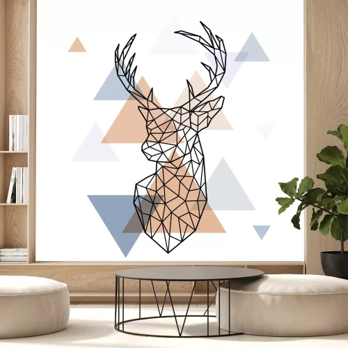 Sticker Tiere geometrischer Hirschkopf und Dreiecke