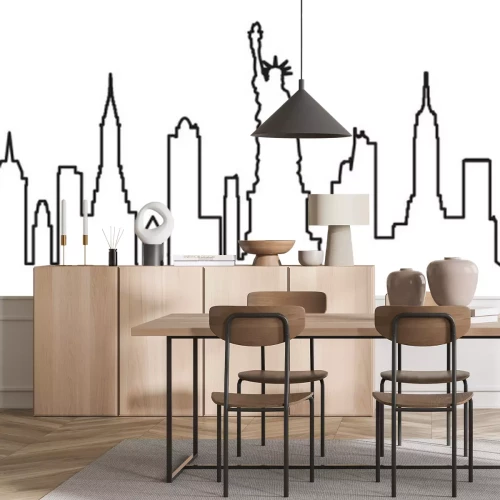 Sticker New York city silhouette one line - vector