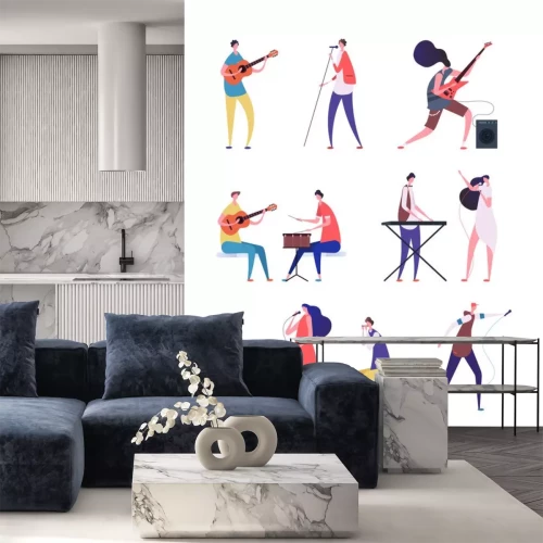 Sticker Musikbands Mitglieder bunte Grafik