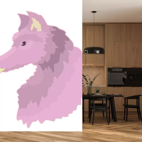 Sticker Rosa Wolf mit gelber Zunge