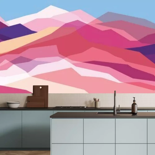 Sticker Color mountains, translucent waves, abstract glass shapes, modern background, vector design Illustration for you project
