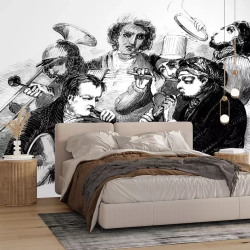 Sticker Musiker spielen Instrumente Retro-Grafik