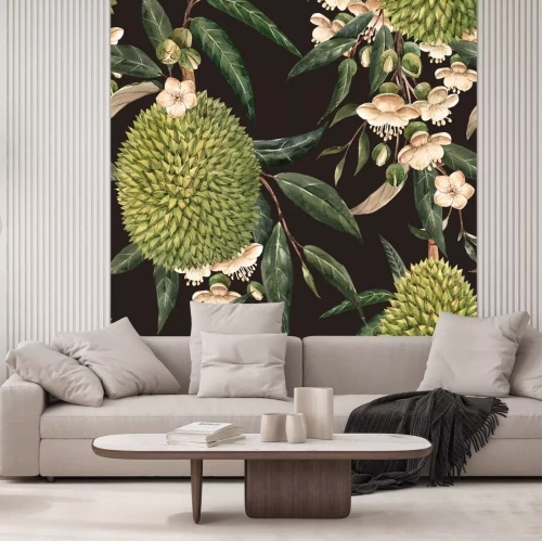 Sticker Watercolor durian tropical seamless pattern