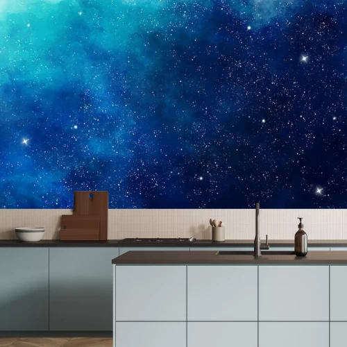 Fototapete Blue watercolor space background. Illustration painting